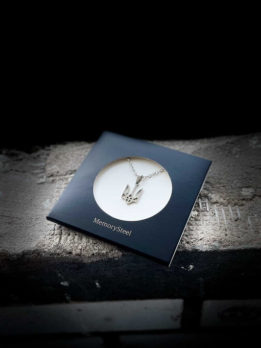 Ukraine National Emblem Trident Stainless Steel Necklace - Elegant Everyday Jewelry with a Simple Ukrainian Symbol Pendant