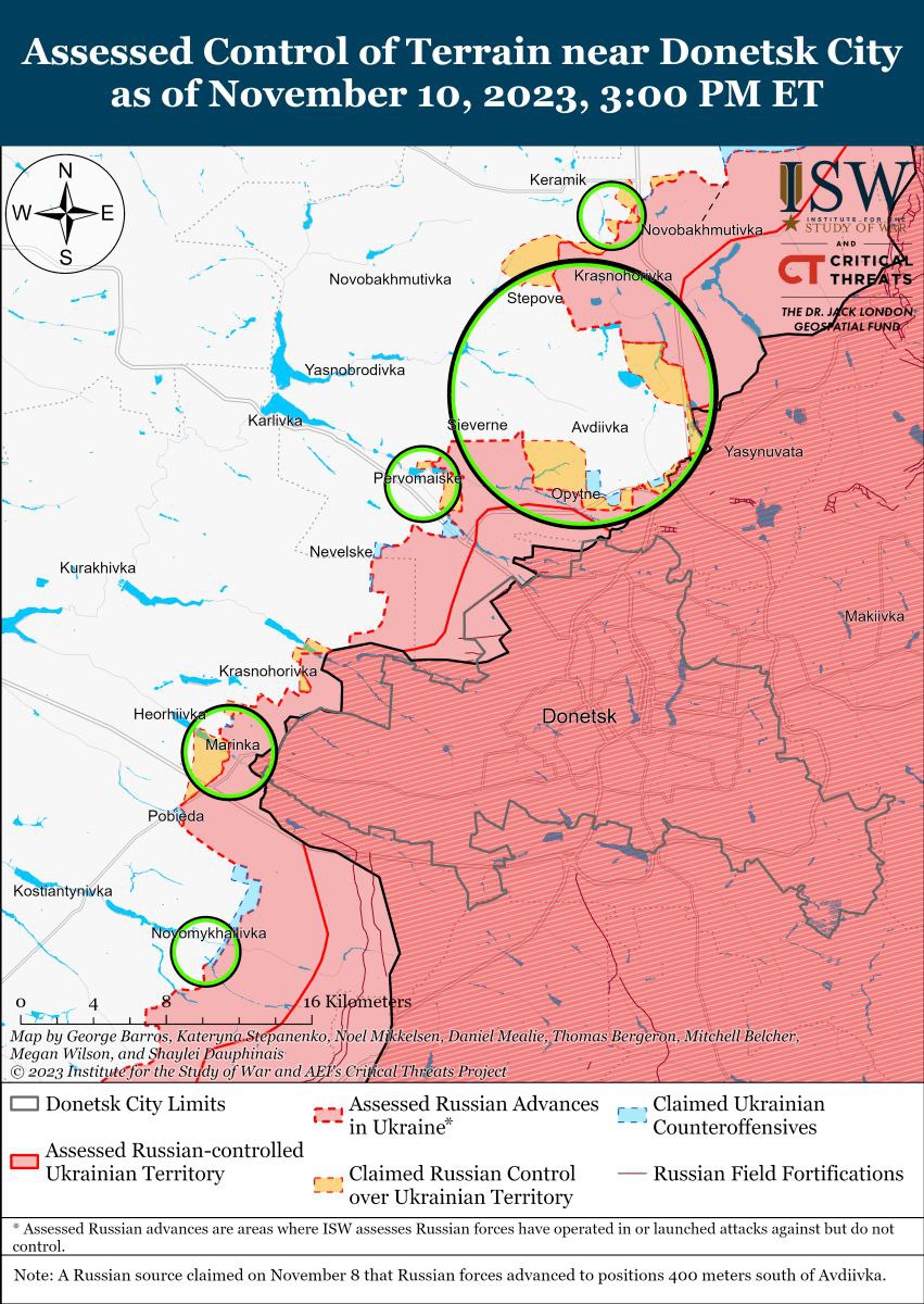 Russian forces have entered the outskirts of Stepne near Avdiivka, as reported by the Institute for the Study of War, citing information from Russian military bloggers.