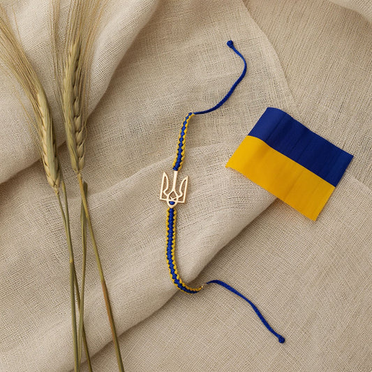 Ukrainian Trident Bracelet Blue Yellow Cord – MemorySteel
